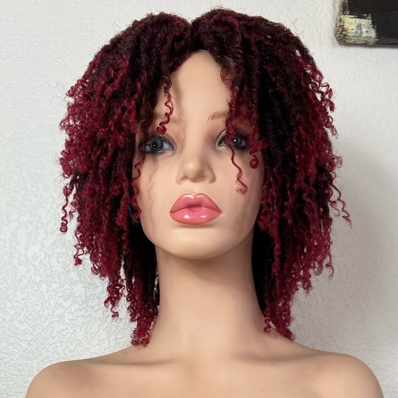 Twist kinky afro wig red wine burgundy ombré - Picture 2 of 7